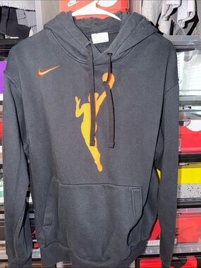 Nike Men’s Black Hoodie with Orange Basketball Silhouette